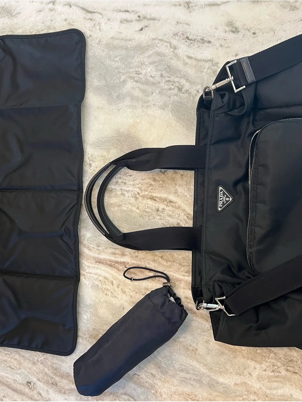 Prada Black Nylon Baby Bag Tote with Detachable Strap